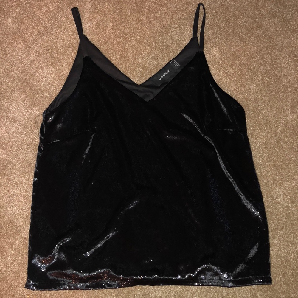 MINKPINK Shimmer Black Tank Top